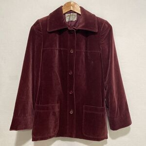 Vintage Jaeger London Burgundy‎ Wine Crushed Velvet Lined Blazer Jacket Sz 6